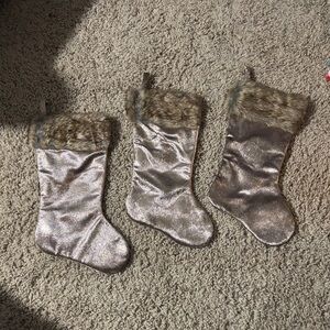 Champagne/rose gold Christmas Stockings with Faux Fur Trim